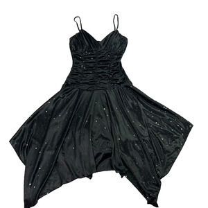 Taboo Dress Black Cami Ruched Sequin Hanky Hem Asymmetrical Fairy Goth Witchy